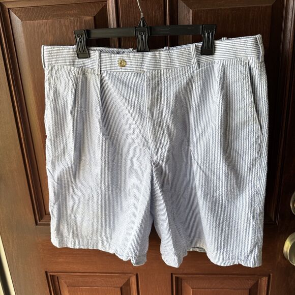 Peter Millar Featherweight Shorts Mens 38 Seersucker Blue Striped Golf Outdoor - Picture 1 of 5